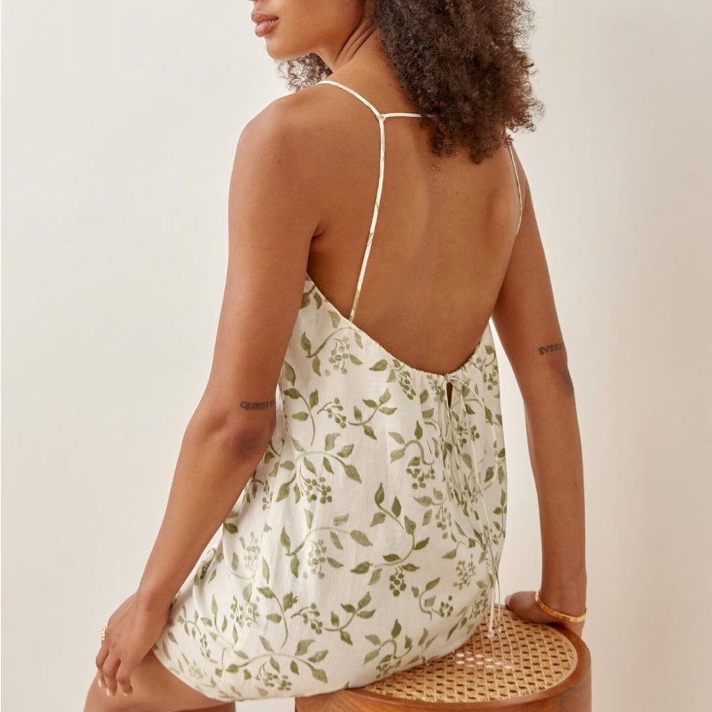 reformation NWT XL Vallarta 100% Linen floral boho swing mini dress - Picture 2 of 9